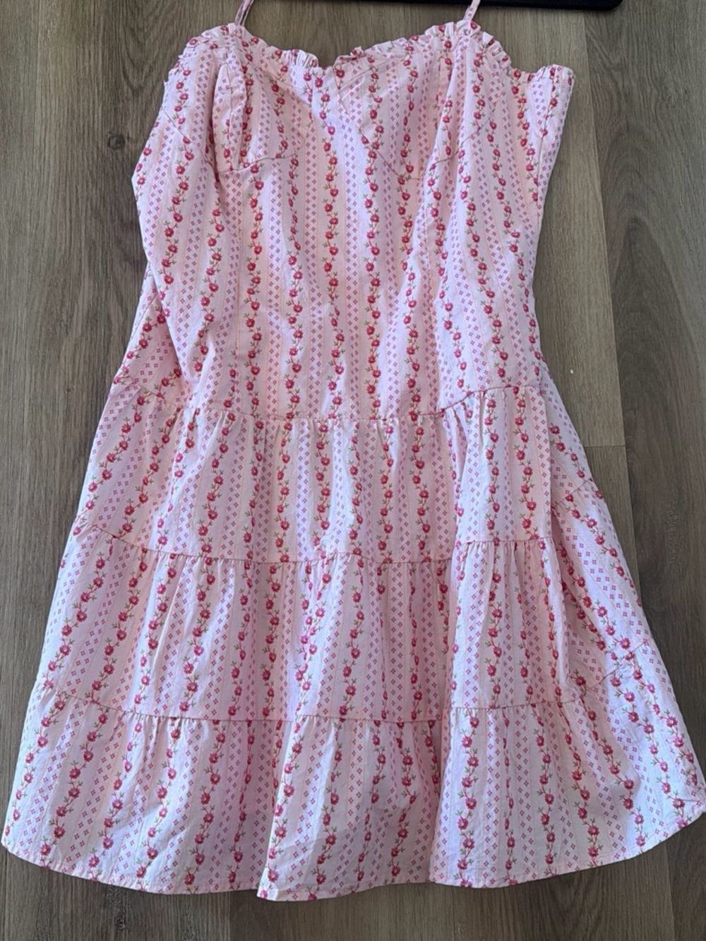 Betsey Johnson Pink Floral Tiered Spaghetti-Strap Dress